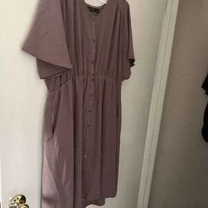 Mikarose Mauve Button-Front Knee Length Dress